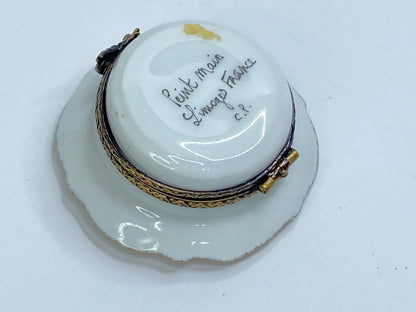 Vintage Limoges CP Cheese Trinket Box Hand-Painted Gold Trim A695