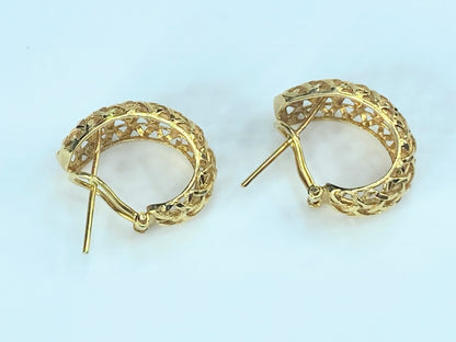 Basket Weave Half-Hoop Earrings in 18K gold 7/8" 7.5g JR8891