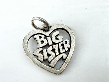 Vintage James Avery big sister heart sterling silver charm pendant JR1929