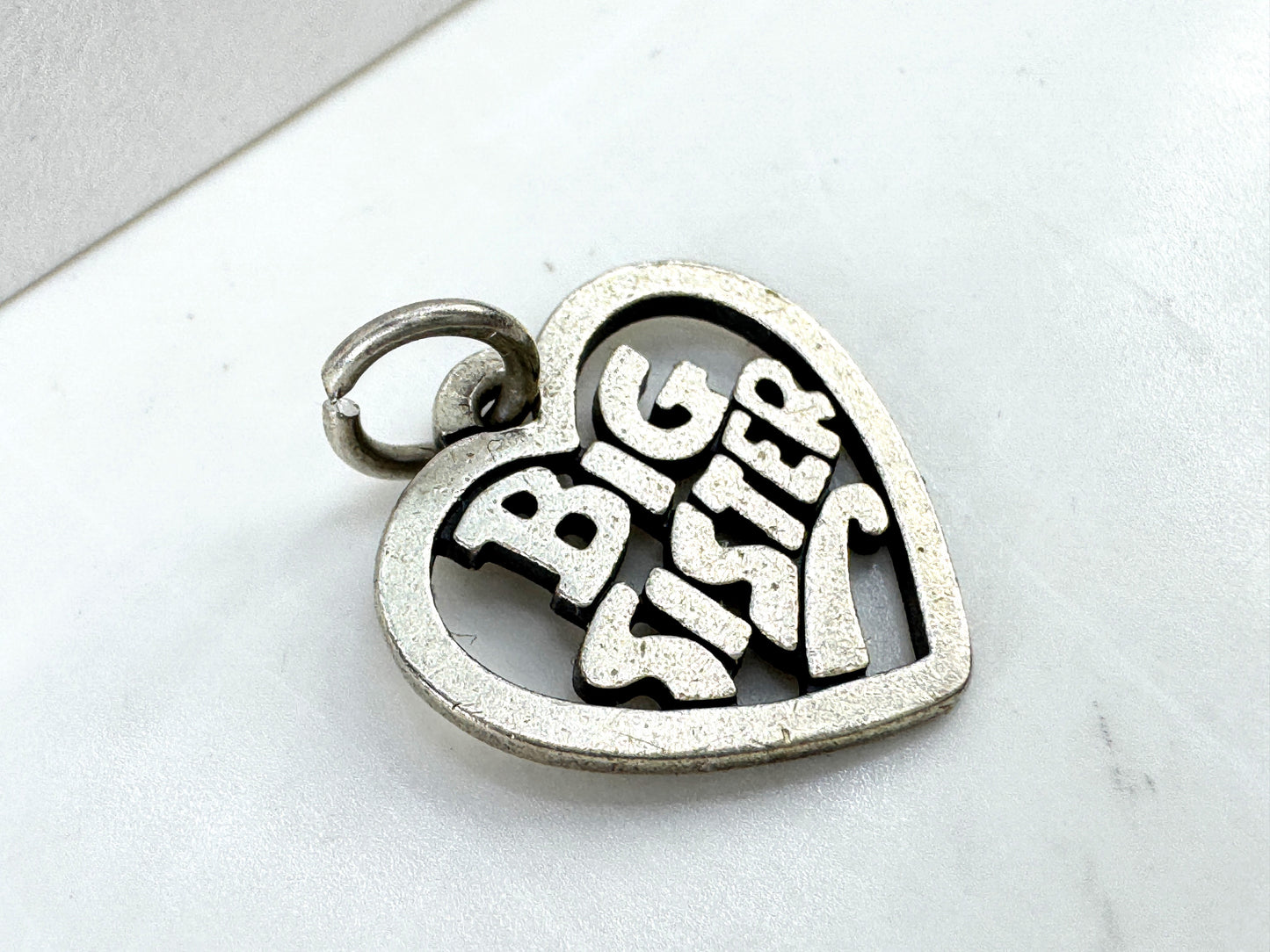 Vintage James Avery big sister heart sterling silver charm pendant JR1929