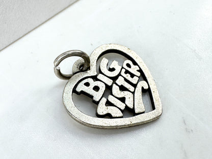 Vintage James Avery big sister heart sterling silver charm pendant JR1929