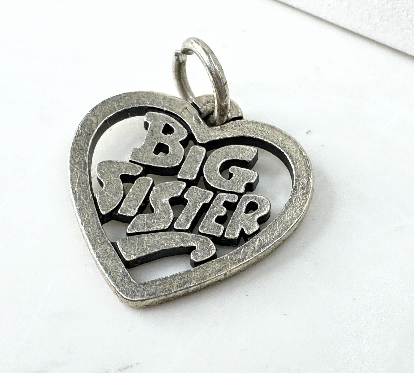 Vintage James Avery big sister heart sterling silver charm pendant JR1929