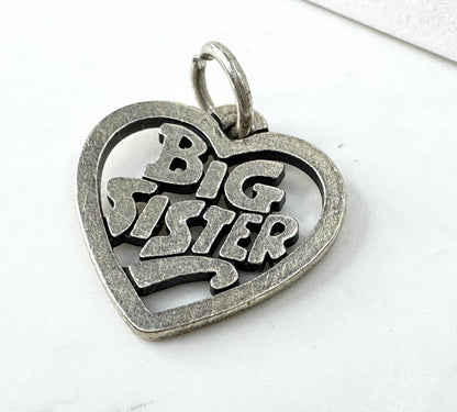 Vintage James Avery big sister heart sterling silver charm pendant JR1929