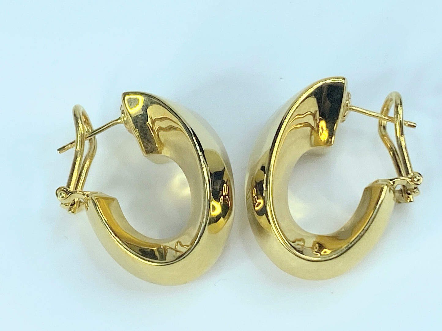 Italy 18K Asymmetric Polish texture Hoop Omega back earrings JR8892