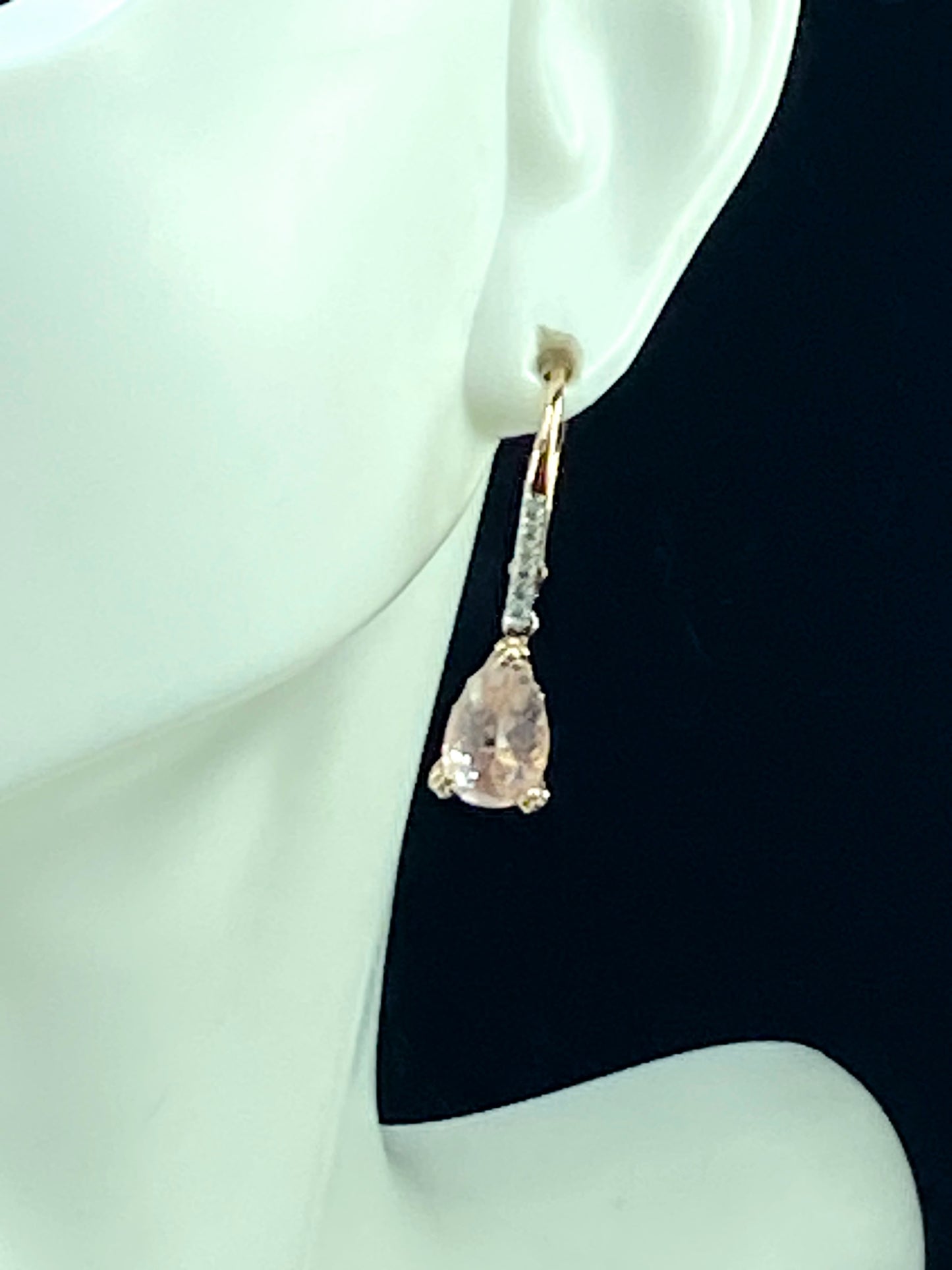 5.0ct Pear Morganite and Diamond Dangle Earrings in 14K Rose Gold JR8893