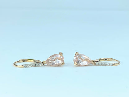 5.0ct Pear Morganite and Diamond Dangle Earrings in 14K Rose Gold JR8893