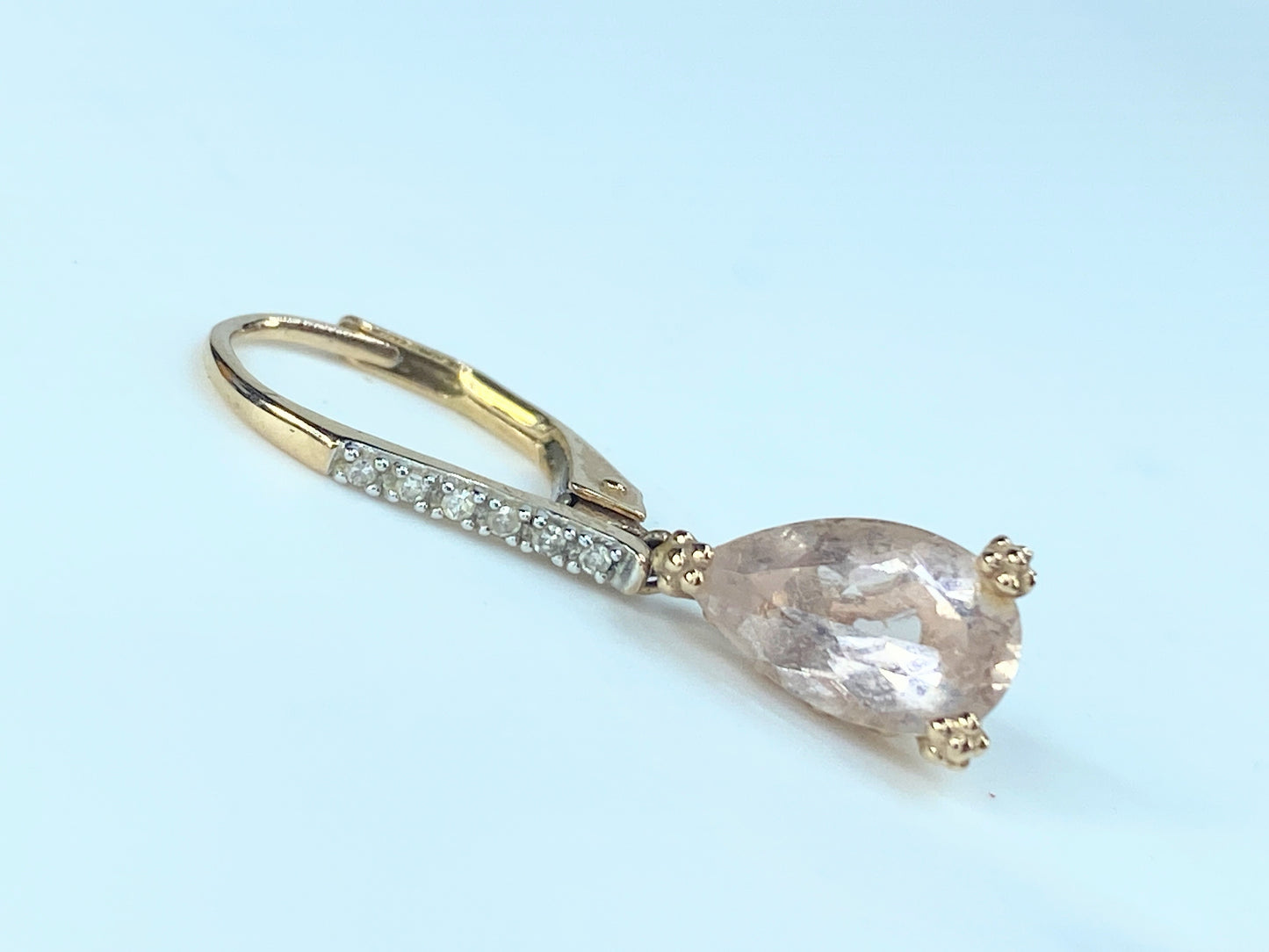 5.0ct Pear Morganite and Diamond Dangle Earrings in 14K Rose Gold JR8893