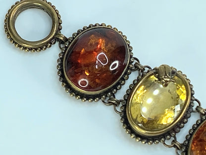 Stephen Dweck bronze Rutilated quartz Amber Citrine toggle bracelet 8" 121.2g JR581