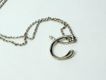 Tiffany & Co. Sterling Silver Letter C Pendant Necklace 15.5 Inch JR1166