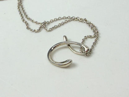 Tiffany & Co. Sterling Silver Letter C Pendant Necklace 15.5 Inch JR1166