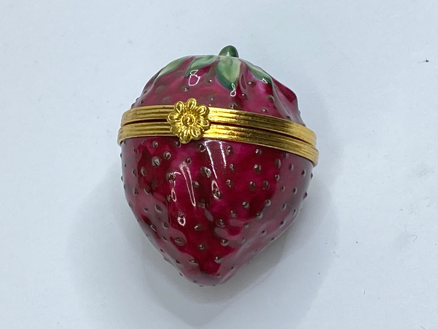 Limoges for Tiffany Strawberry Trinket Box Hand Painted Porcelain Retired A698
