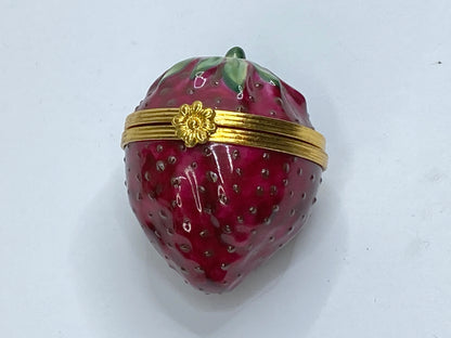Limoges for Tiffany Strawberry Trinket Box Hand Painted Porcelain Retired A698