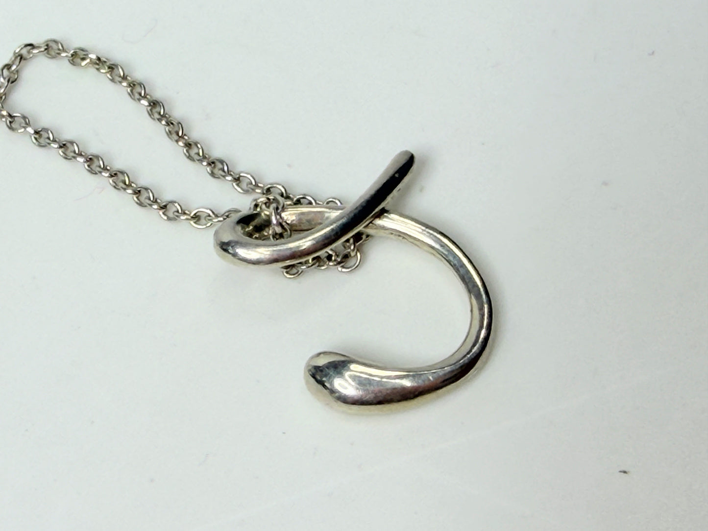 Tiffany & Co. Sterling Silver Letter C Pendant Necklace 15.5 Inch JR1166