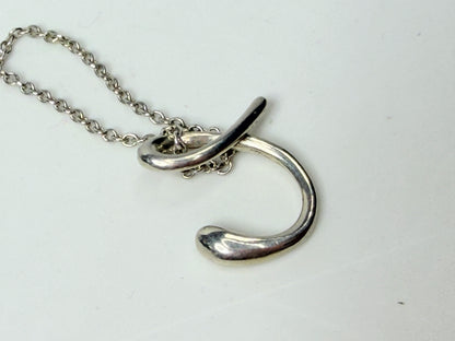 Tiffany & Co. Sterling Silver Letter C Pendant Necklace 15.5 Inch JR1166