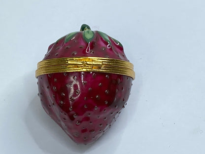 Limoges for Tiffany Strawberry Trinket Box Hand Painted Porcelain Retired A698