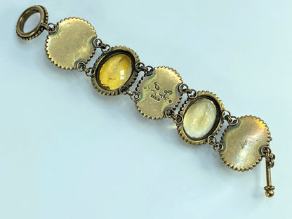 Stephen Dweck bronze Rutilated quartz Amber Citrine toggle bracelet 8" 121.2g JR581