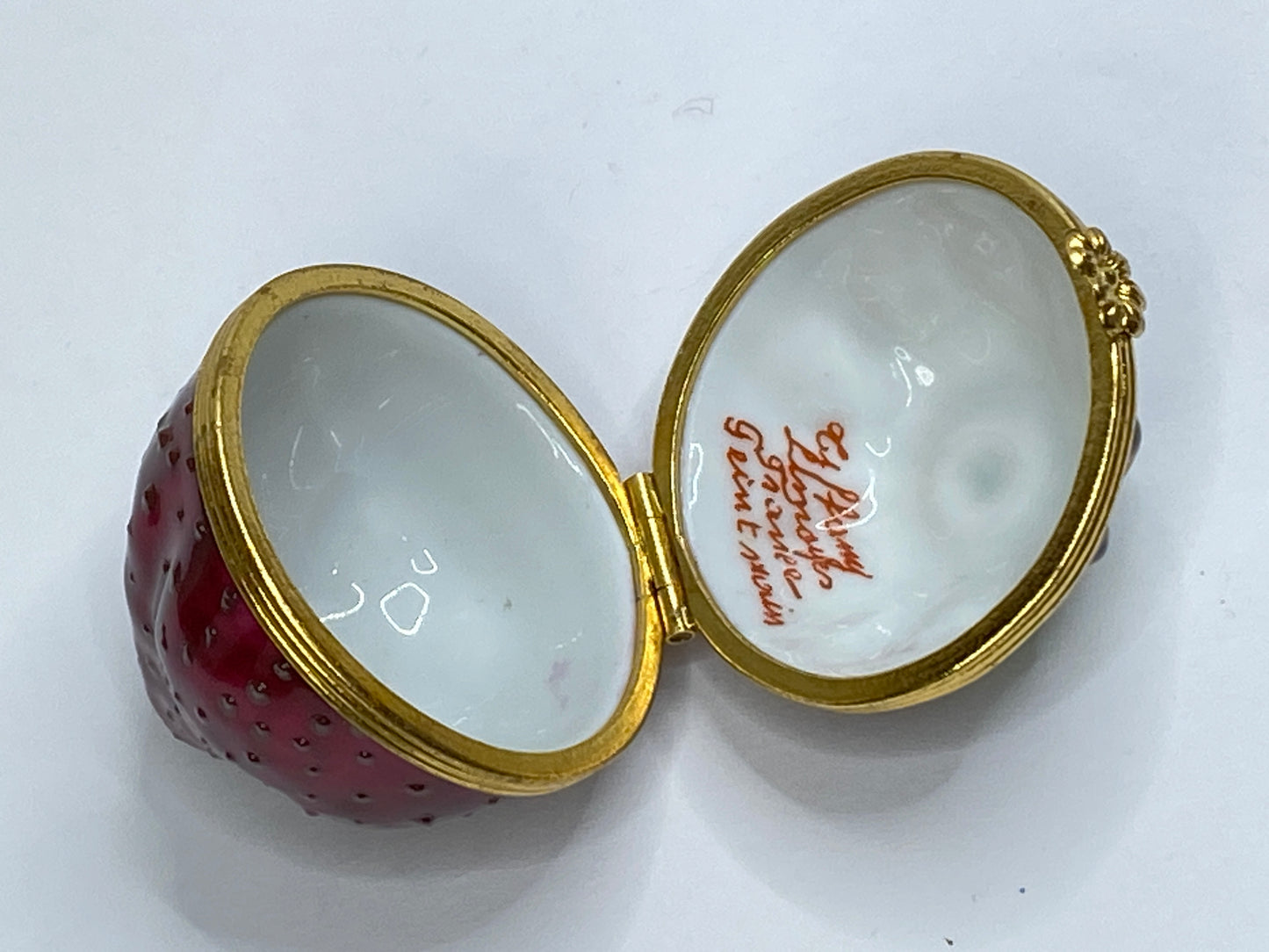 Limoges for Tiffany Strawberry Trinket Box Hand Painted Porcelain Retired A698