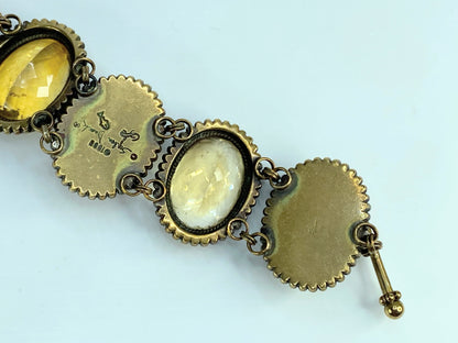 Stephen Dweck bronze Rutilated quartz Amber Citrine toggle bracelet 8" 121.2g JR581