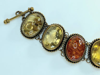 Stephen Dweck bronze Rutilated quartz Amber Citrine toggle bracelet 8" 121.2g JR581