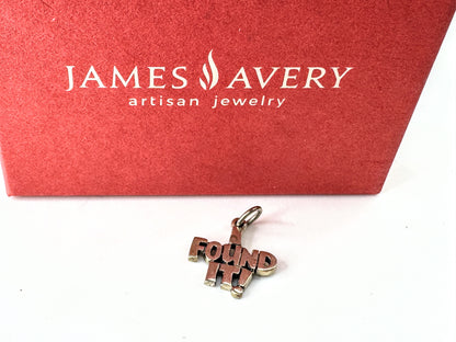 Vintage James Avery found it sterling silver charm pendant with box 18mm JR1933