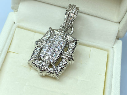 Estate Judith Ripka Pave Cluster CZ 925 Sterling Silver Enhancer Pendant JR0029