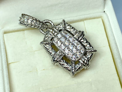 Estate Judith Ripka Pave Cluster CZ 925 Sterling Silver Enhancer Pendant JR0029