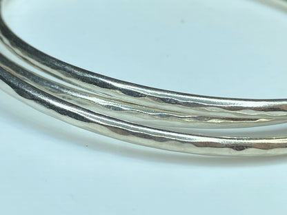 James Avery 925 Sterling Silver Tri-Bangle Three Linked Hammered Bracelets JR587
