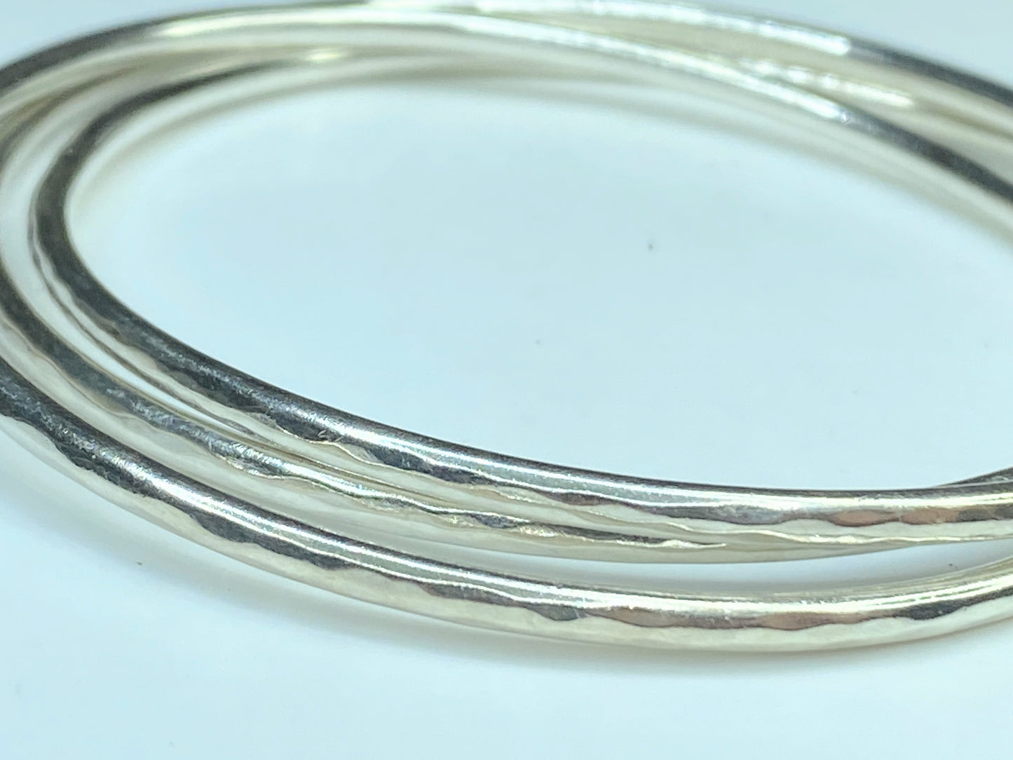 James Avery 925 Sterling Silver Tri-Bangle Three Linked Hammered Bracelets JR587