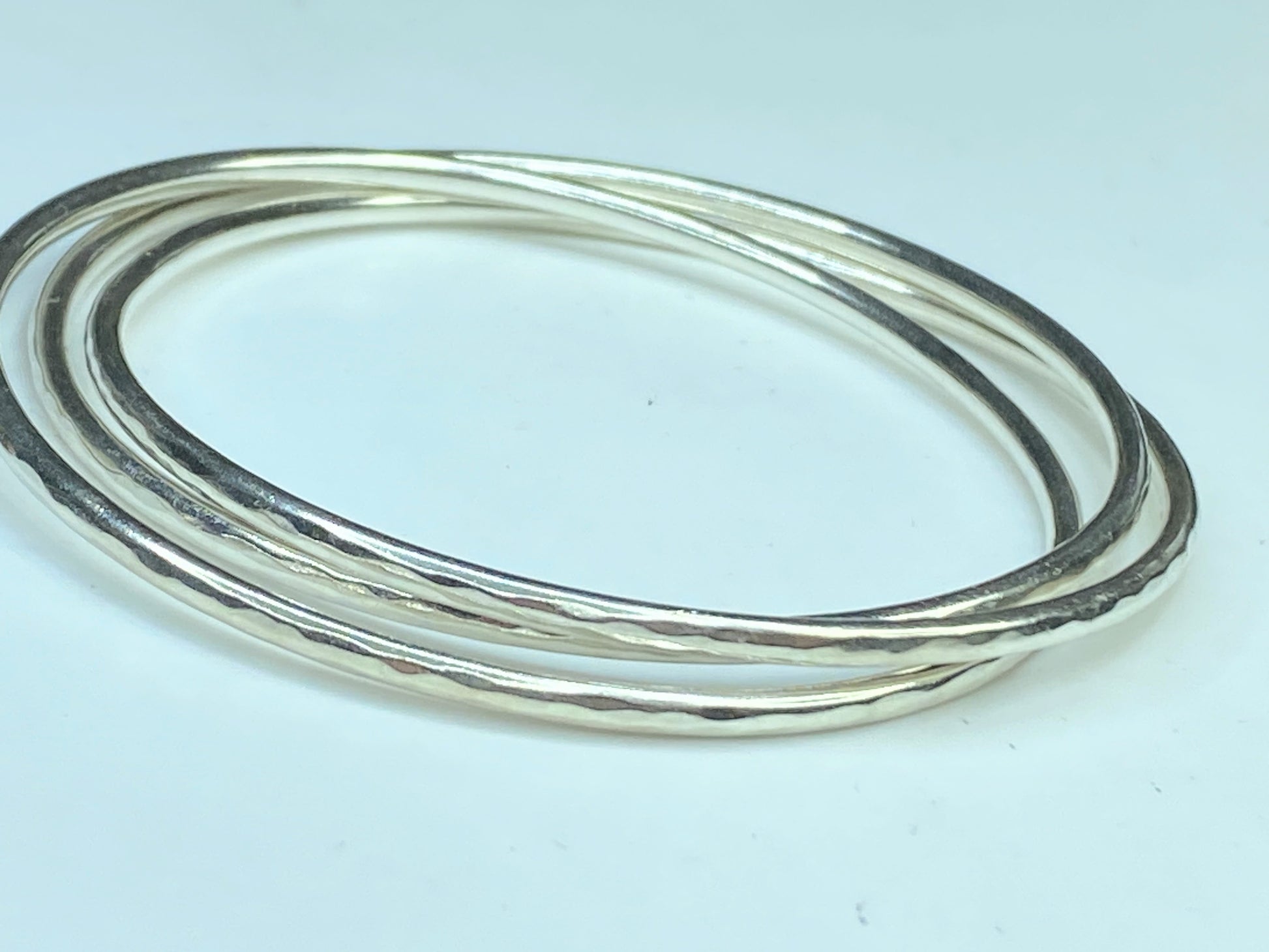 James Avery 925 Sterling Silver Tri-Bangle Three Linked Hammered Bracelets JR587