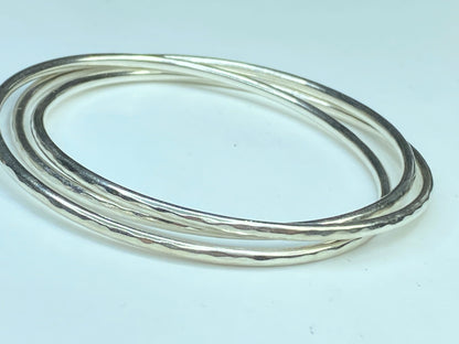 James Avery 925 Sterling Silver Tri-Bangle Three Linked Hammered Bracelets JR587