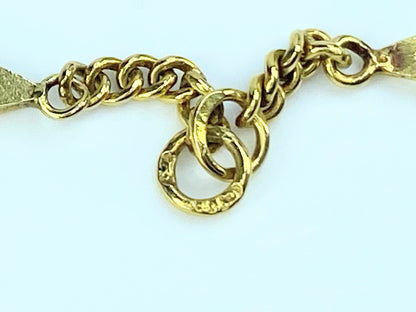 Early 18K yellow gold Station Fancy link curb link Necklace 14.5" JR8896