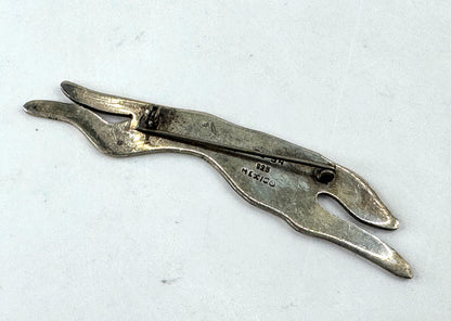 Vintage Mexican 925 sterling silver modernist greyhound dog brooch pin JR1935