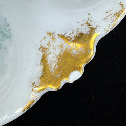 Antique GDA Limoges France floral gold porcelain 5 well oyster plates set A1150