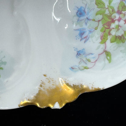 Antique GDA Limoges France floral gold porcelain 5 well oyster plates set A1150