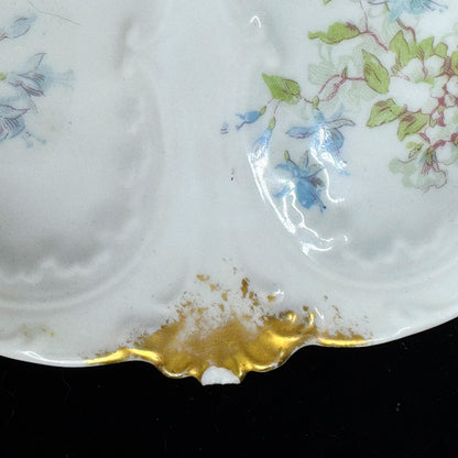 Antique GDA Limoges France floral gold porcelain 5 well oyster plates set A1150