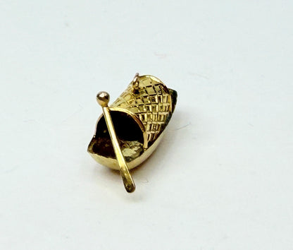 Vintage 1950s 14K Yellow Gold Sampan Boat Charm Pendant JR1144