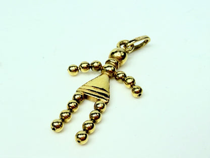 Vintage 14K Gold Articulated Stick Figure Charm Movable Bead Limbs 1.9g JR1145