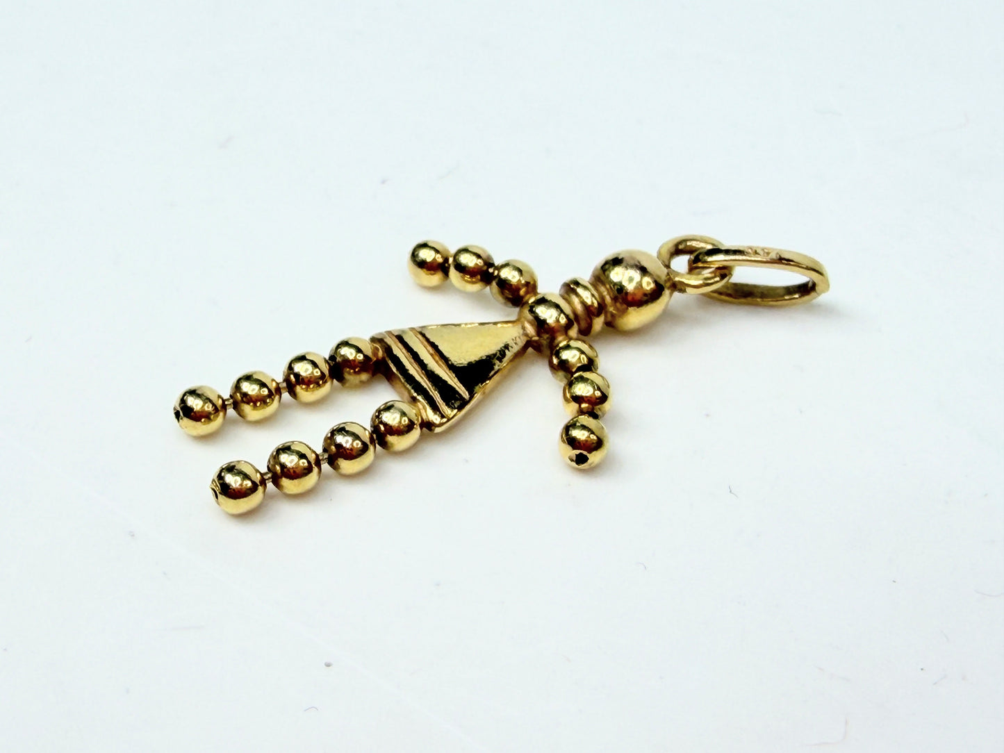 Vintage 14K Gold Articulated Stick Figure Charm Movable Bead Limbs 1.9g JR1145