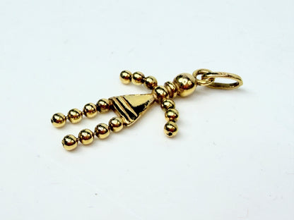 Vintage 14K Gold Articulated Stick Figure Charm Movable Bead Limbs 1.9g JR1145