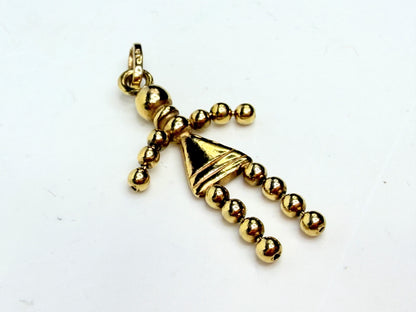 Vintage 14K Gold Articulated Stick Figure Charm Movable Bead Limbs 1.9g JR1145