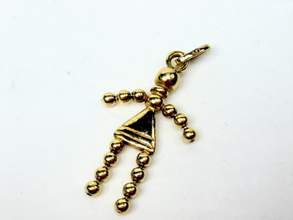 Vintage 14K Gold Articulated Stick Figure Charm Movable Bead Limbs 1.9g JR1145
