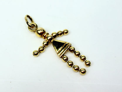 Vintage 14K Gold Articulated Stick Figure Charm Movable Bead Limbs 1.9g JR1145