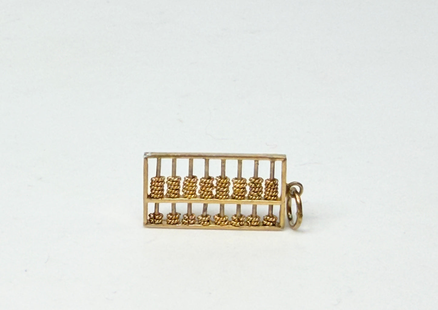 Vintage 9-10K Gold Abacus Charm Pendant with Movable Textured Beads JR1146