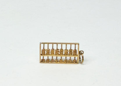 Vintage 9-10K Gold Abacus Charm Pendant with Movable Textured Beads JR1146