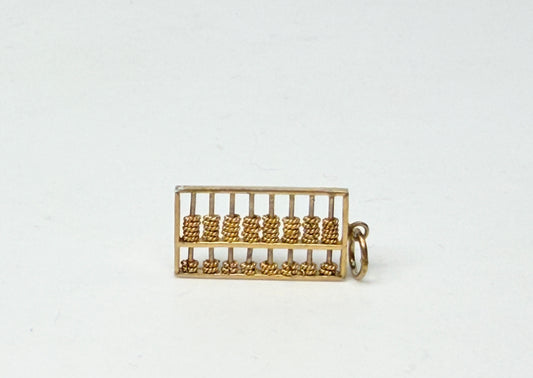 Vintage 9-10K Gold Abacus Charm Pendant with Movable Textured Beads JR1146