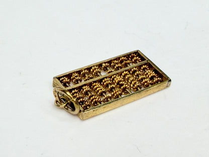 Vintage 9-10K Gold Abacus Charm Pendant with Movable Textured Beads JR1146