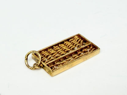 Vintage 9-10K Gold Abacus Charm Pendant with Movable Textured Beads JR1146