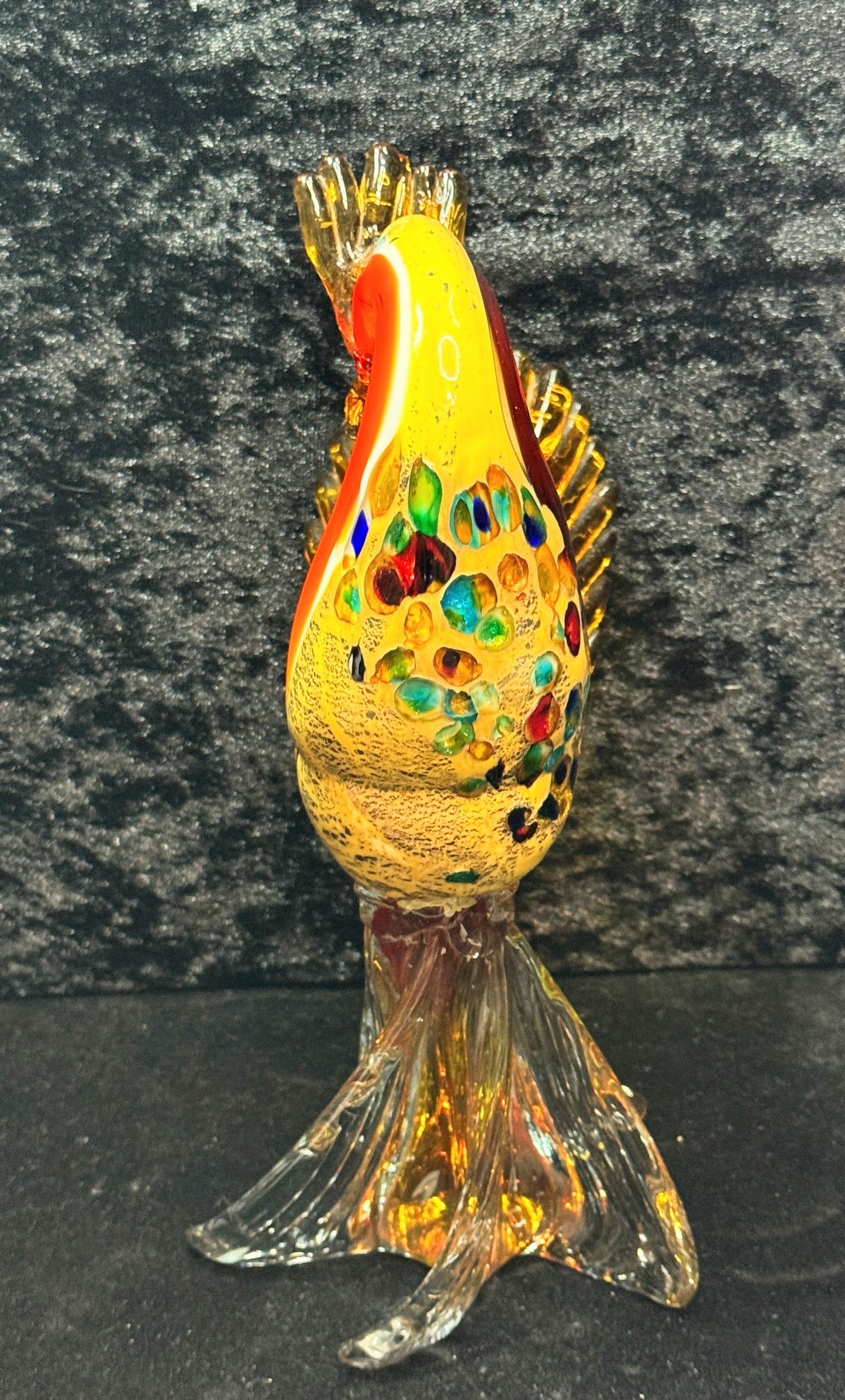 Vintage Italian Murano Glass Phoenix Bird Millefiori Red Yellow Figurine A1162