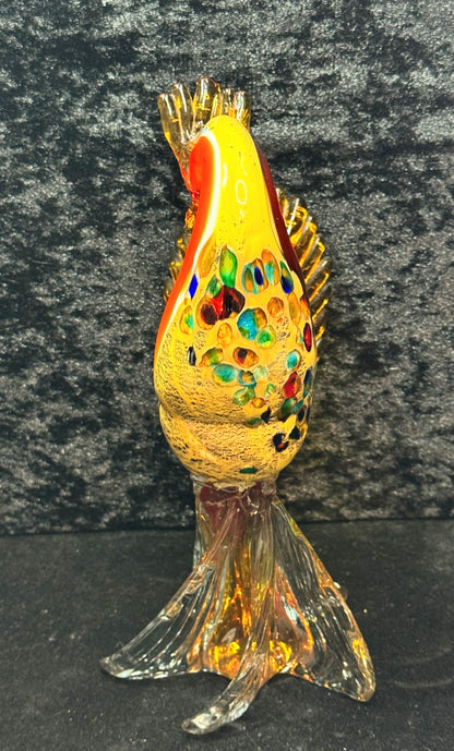 Vintage Italian Murano Glass Phoenix Bird Millefiori Red Yellow Figurine A1162