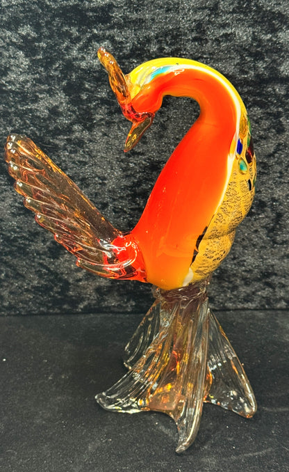 Vintage Italian Murano Glass Phoenix Bird Millefiori Red Yellow Figurine A1162